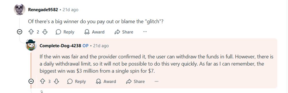 Renegade review screen