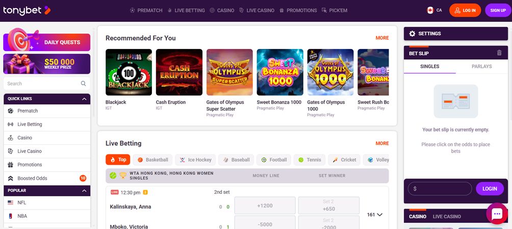 tonybet casino bonus